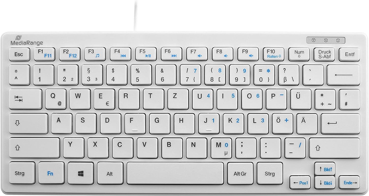 MediaRange Kompakt-Tastatur, weiß, USB, DE