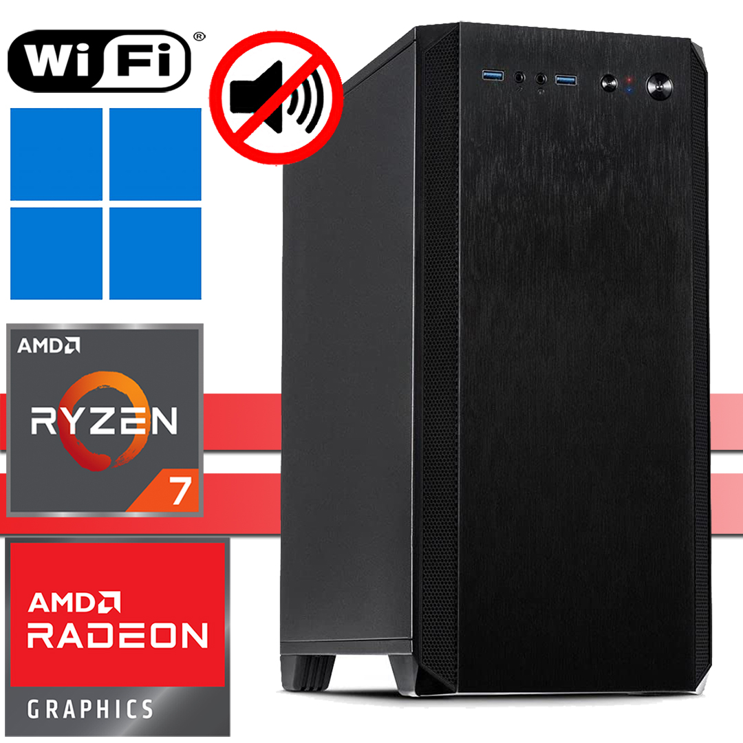 X-Silent PC│AMD Ryzen 7 5700G│64GB RAM DDR4│2000GB SSD NVMe│4000GB HDD│WiFi│Windows 11 Pro