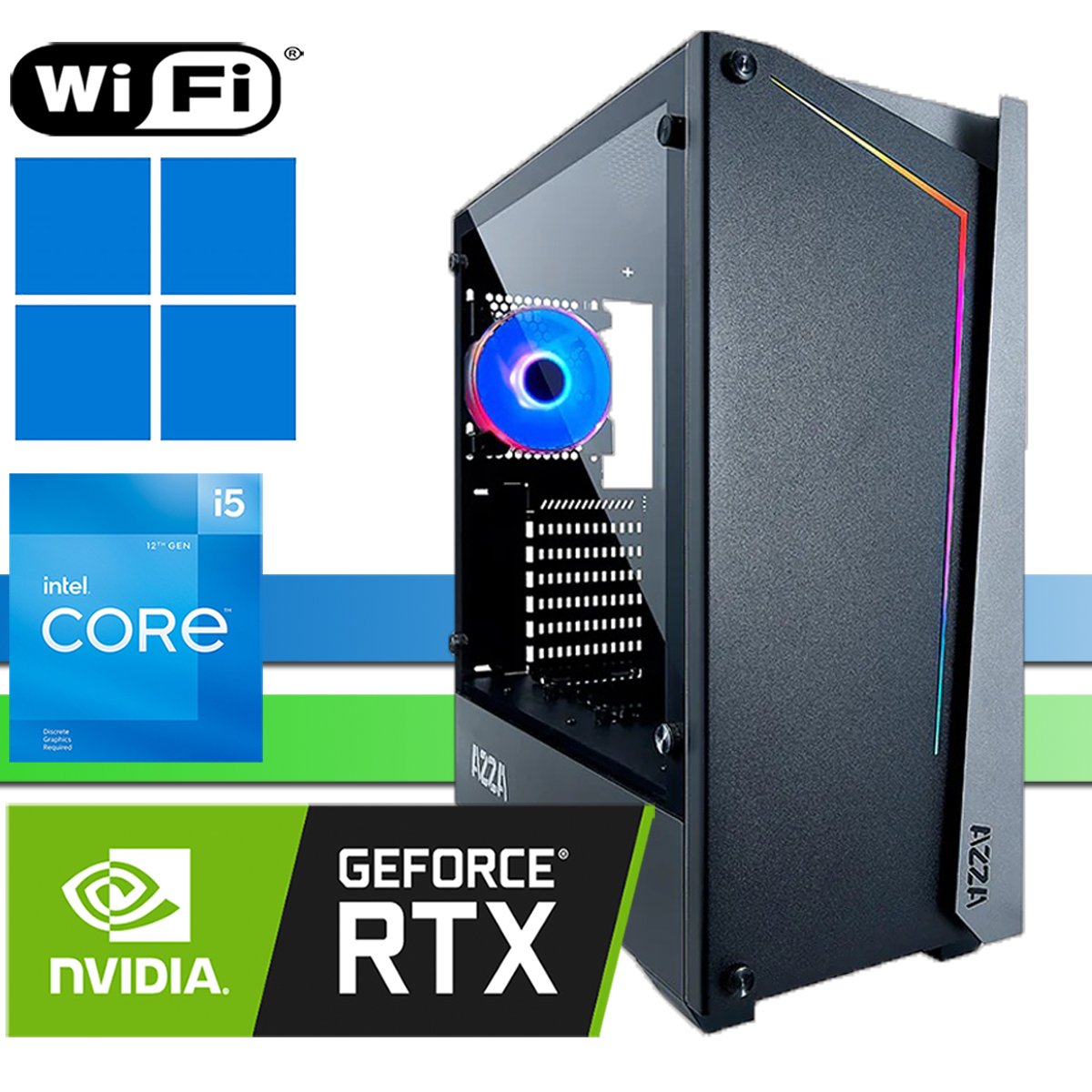 X-Gaming PC | Intel Core i5-12400F | RTX3050 | bis 64GB RAM DDR4 | bis 2TB SSD NVMe | bis 4TB HDD | WiFi | Windows 11 Pro