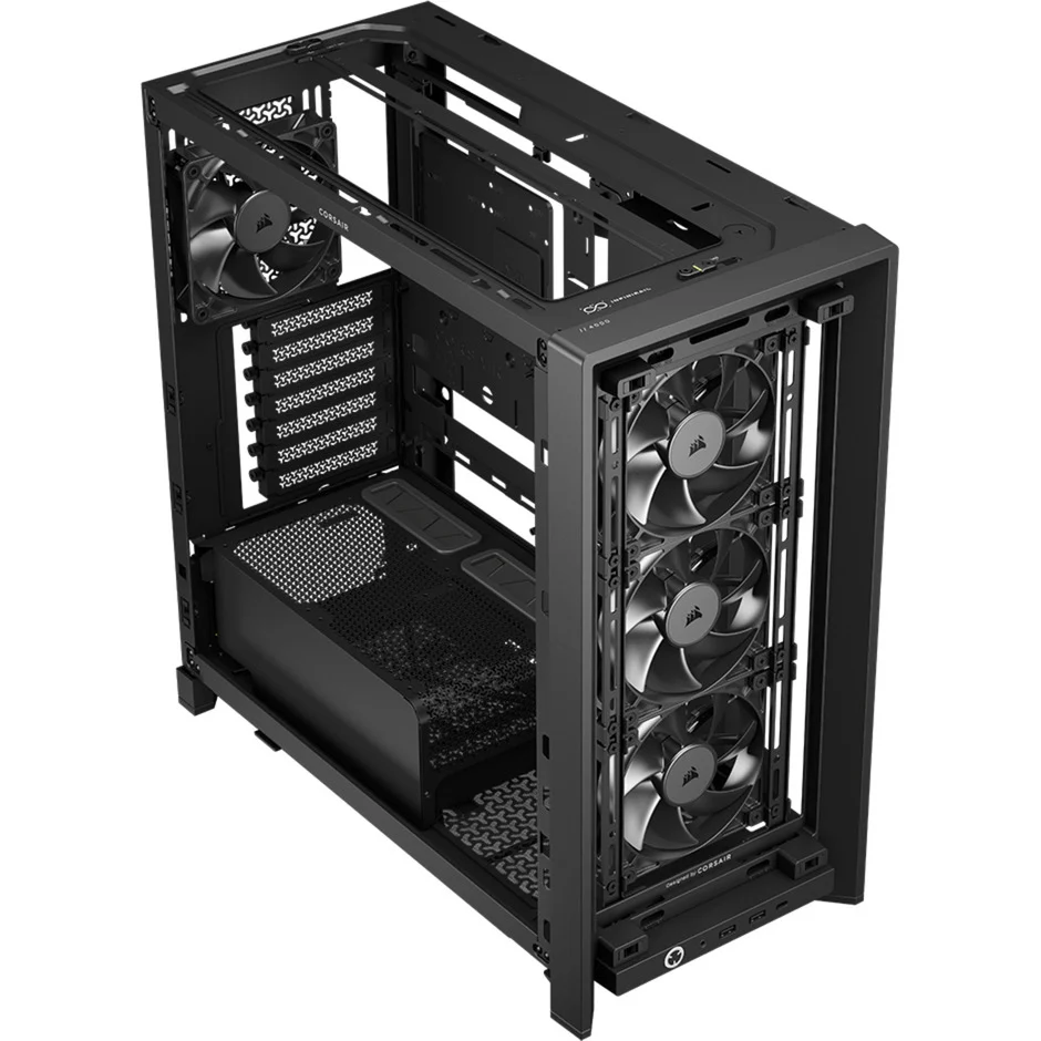 Corsair Frame 4000D RS Wood, schwarz/braun, Glasfenster