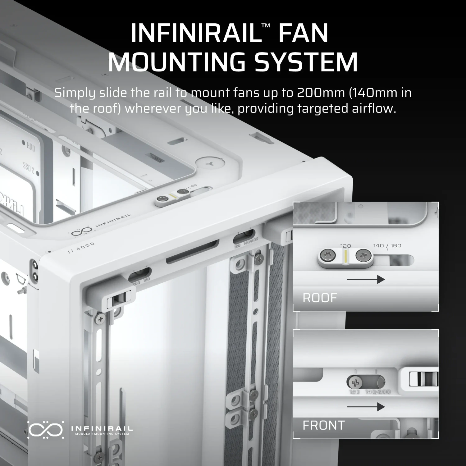 Corsair Frame 4000D, weiß, Glasfenster