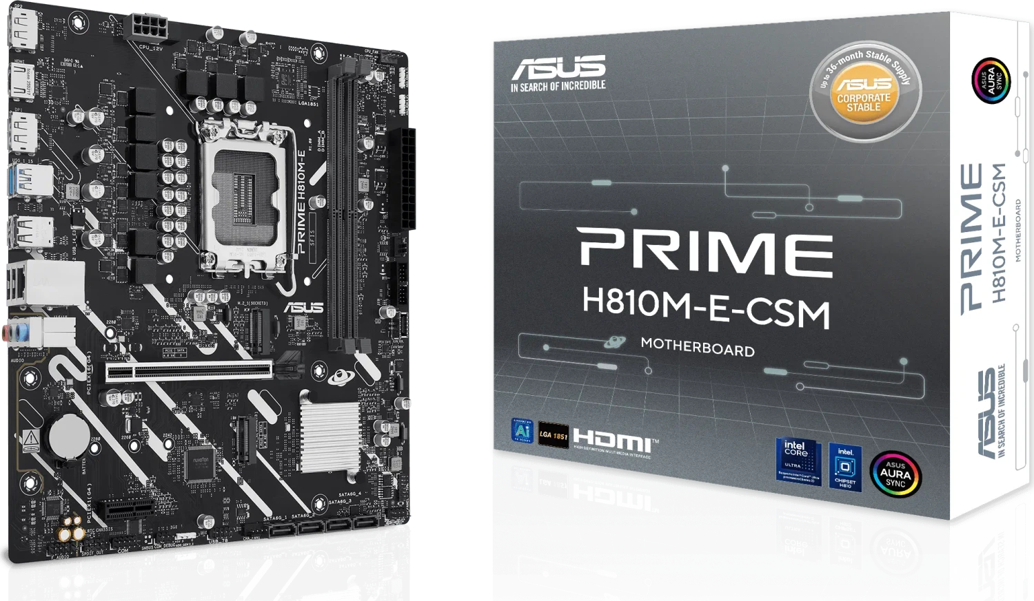 ASUS PRIME H810M-E-CSM Mainboard – Intel H810, LGA1851, DDR5, Micro-ATX