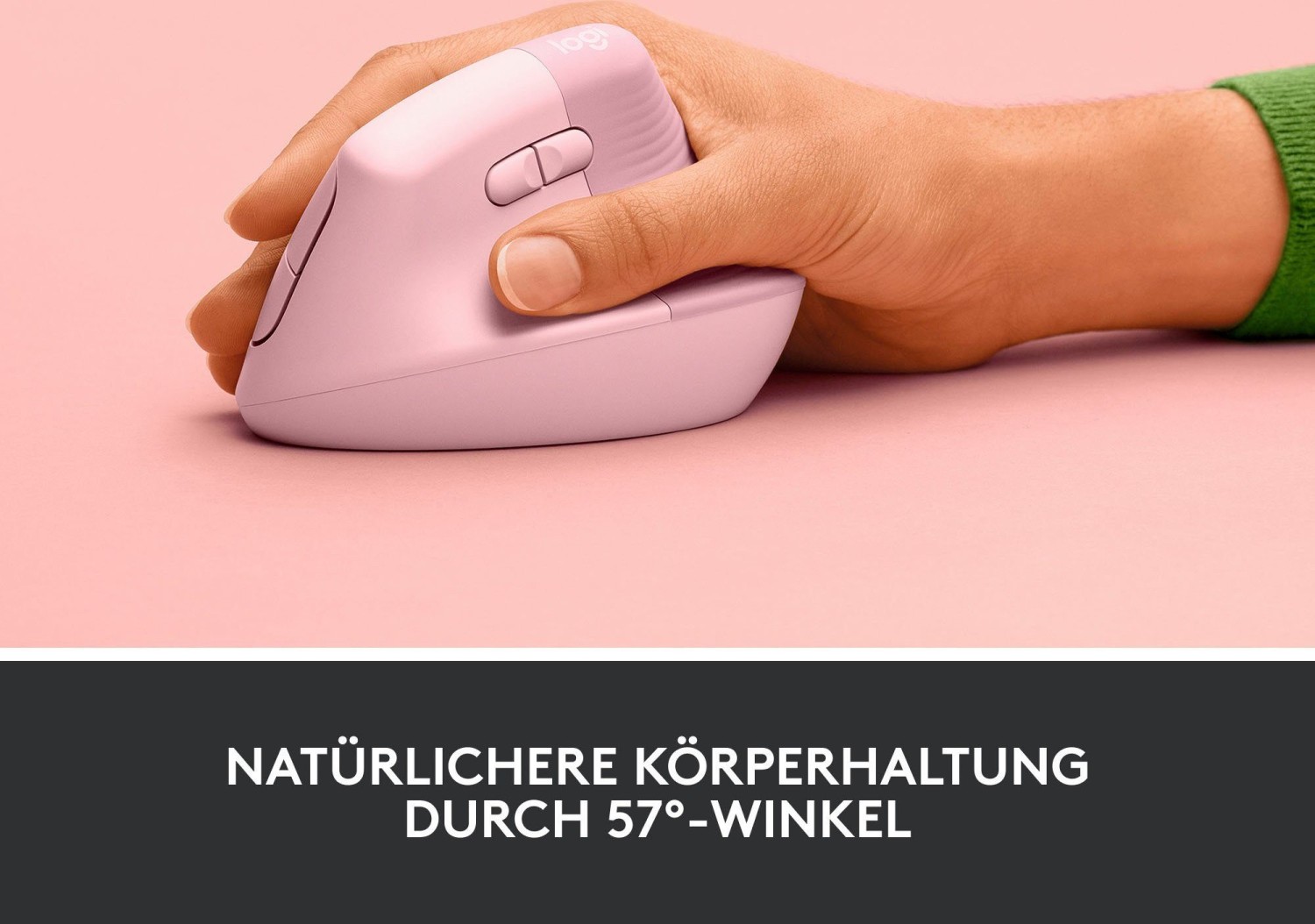LOGITECH Lift Vertikale Ergonomische Maus, Rose, Logi Bolt, USB/Bluetooth