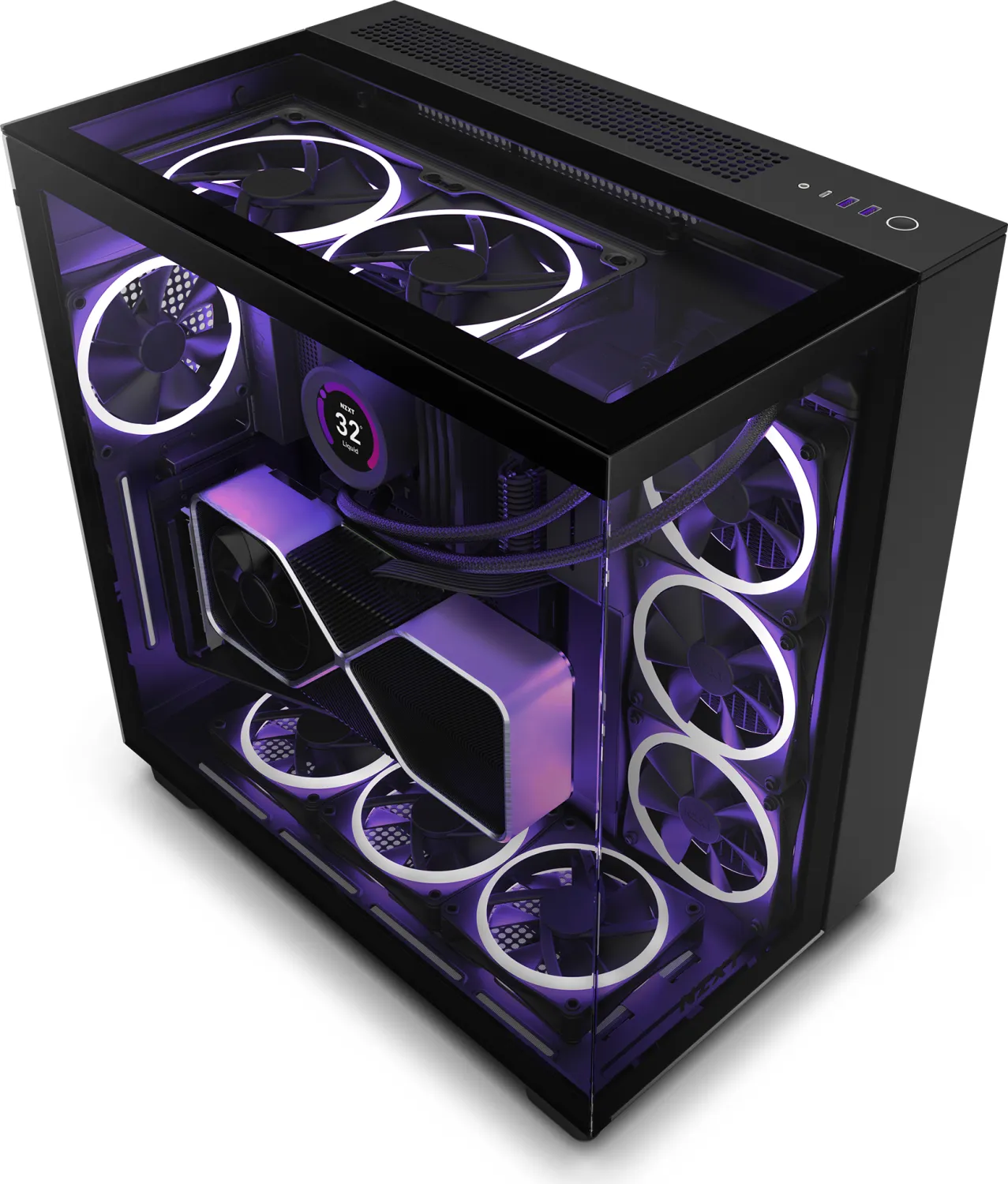 NZXT H9 Elite Black, schwarz, Glasfenster