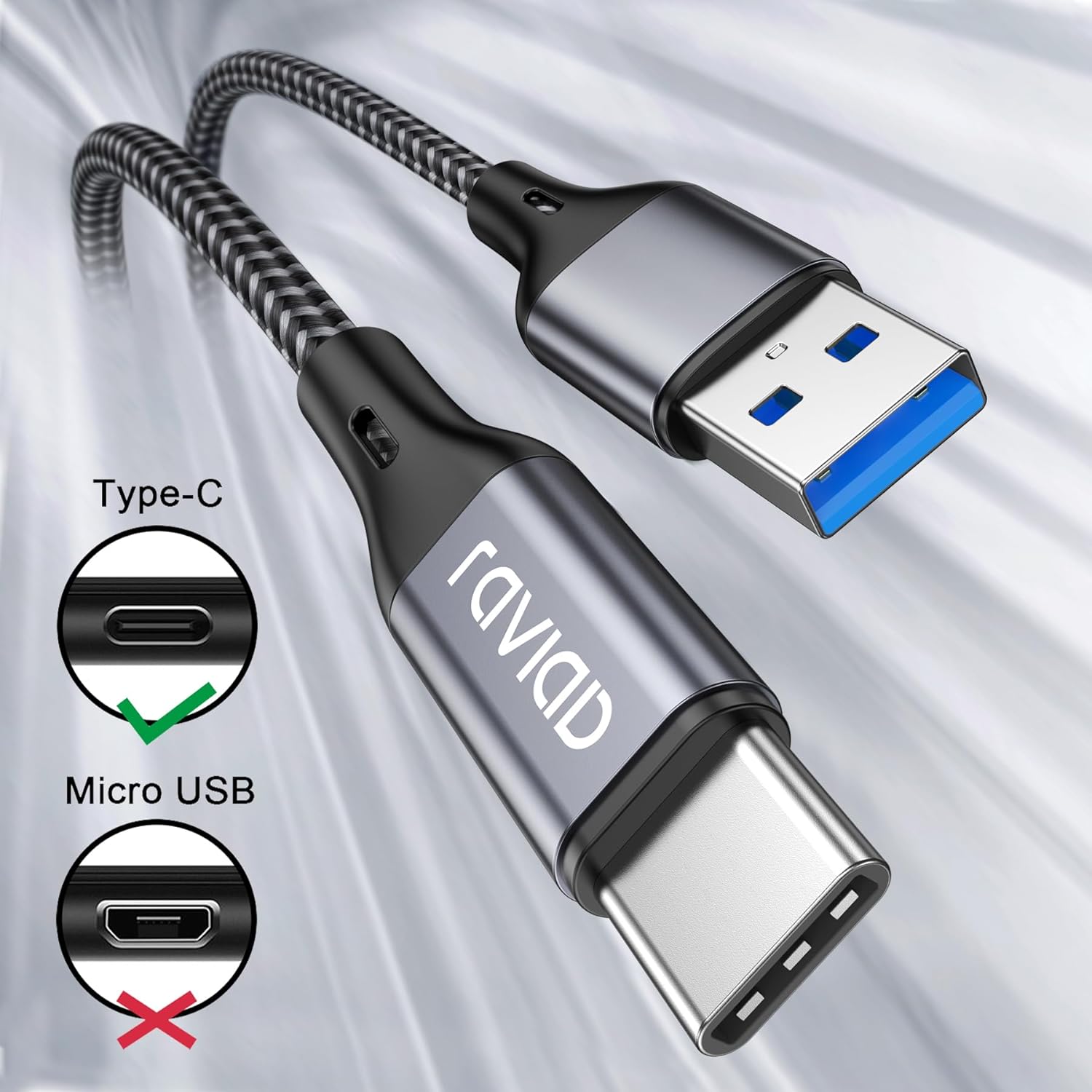 RAVIAD USB 3.0 Kabel, USB-C 3.0 auf USB-A 3.0, 1m Lade-Datenkabel