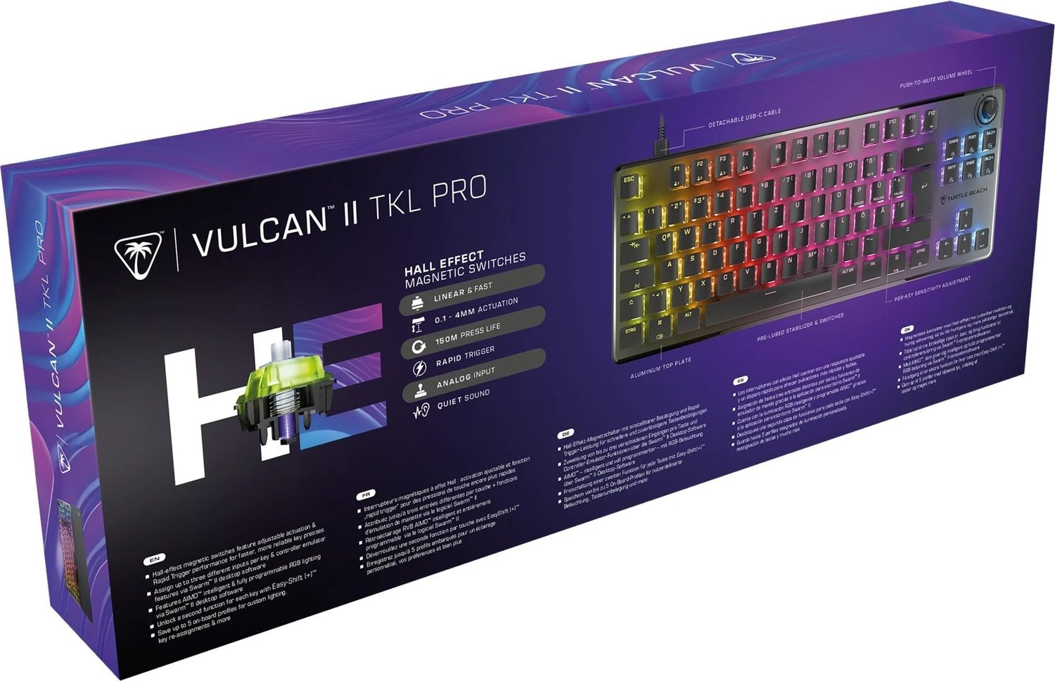 Turtle Beach Vulcan II TKL Pro, schwarz, LEDs RGB, Gateron KS-37B Magnetic, USB, DE