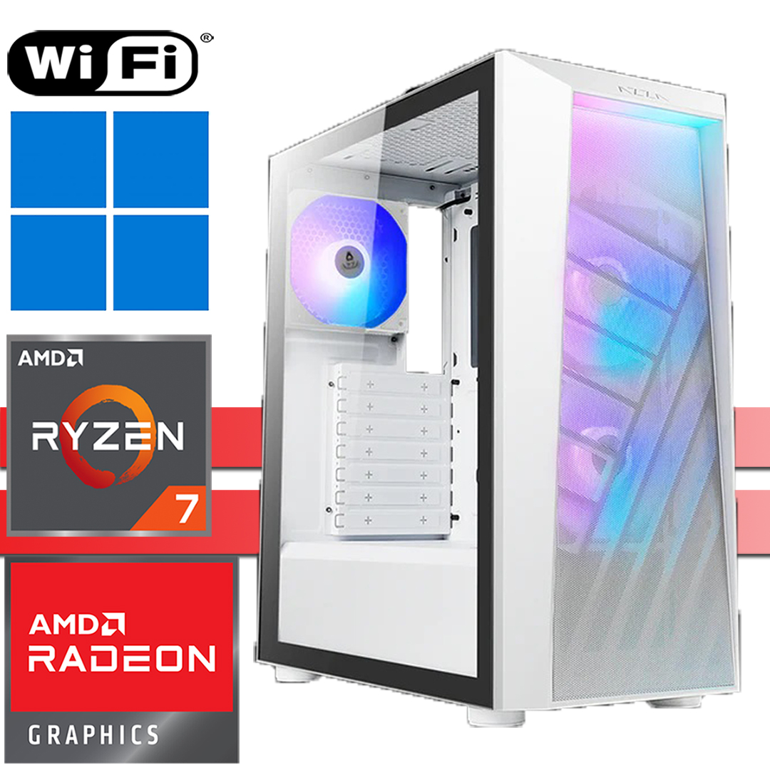 X-Gaming PC | AMD Ryzen 7 5700G | 64GB RAM DDR4 | 2000GB SSD NVMe | 4000GB HDD | WiFi | Sentinel White | Windows 11 Pro