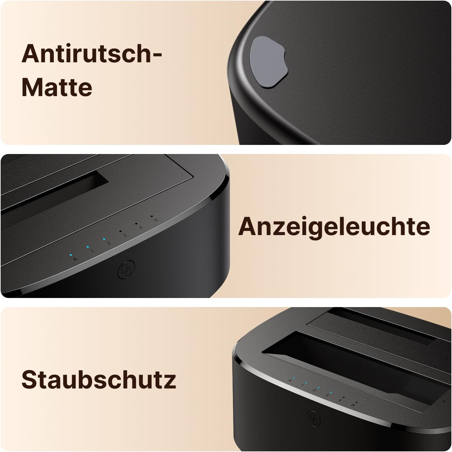 UGREEN Festplatten Dockingstation, USB 3.0 HDD Docking Station für 2,5''/3,5'' SATA HDD & SSD Offline-Klonen und UASP