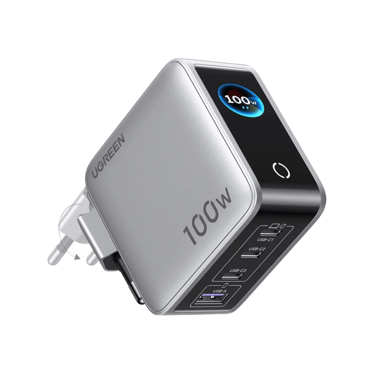 UGREEN Nexode Pro 100W GaN Ladegerät – 4 Ports, Smart Display, Touch-Steuerung