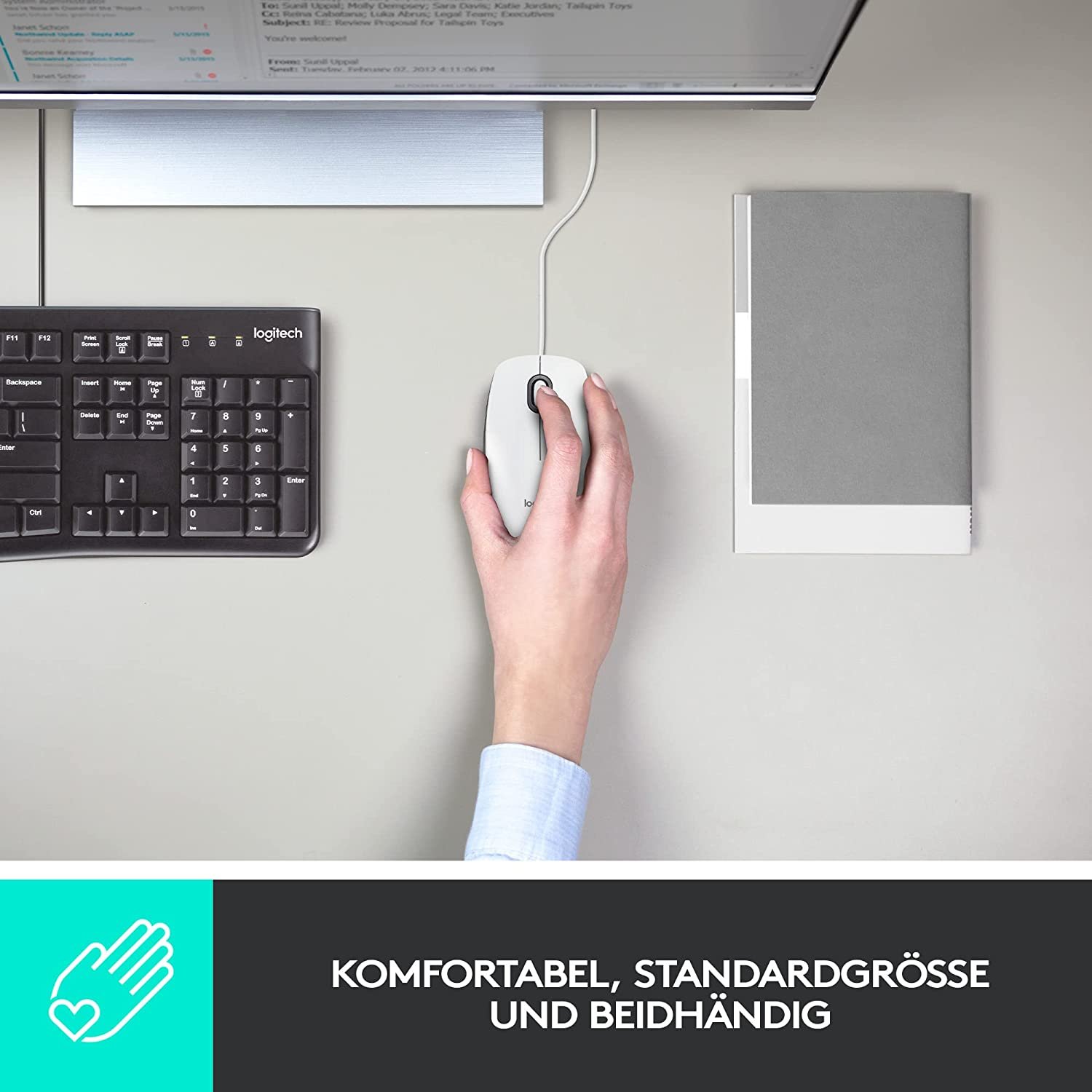 Logitech M100 Refresh  Optical Mouse weiß, USB