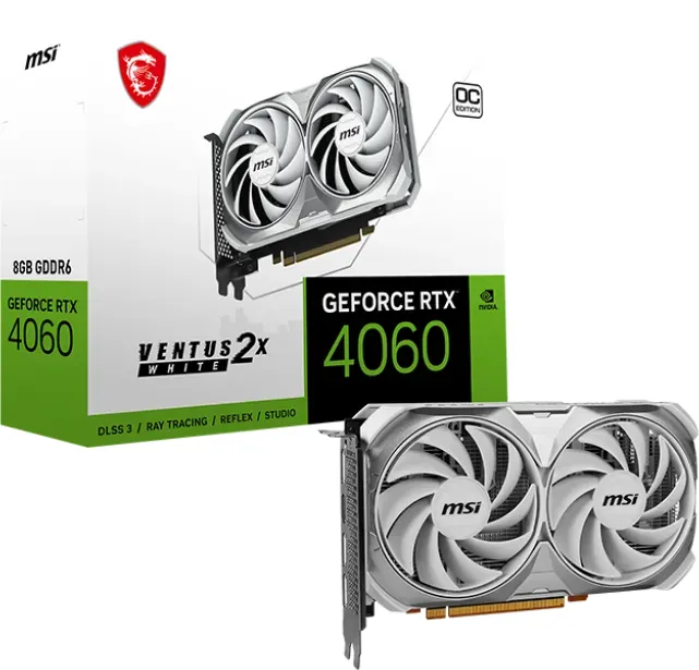 MSI GeForce RTX 4060 Ventus 2X White 8G OC, 8GB GDDR6, HDMI, 3x DP