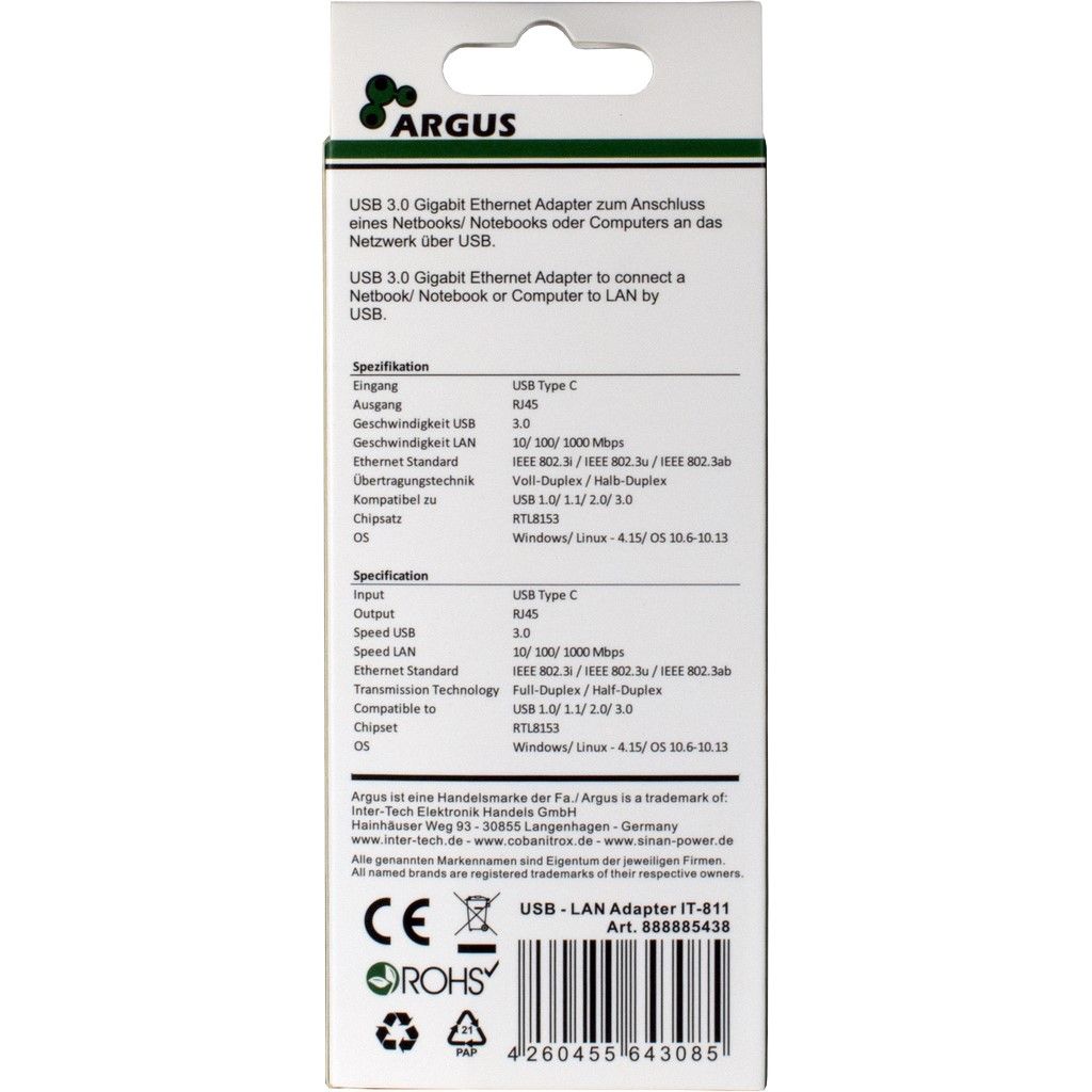 Argus IT-811 LAN-Adapter - USB Type C
