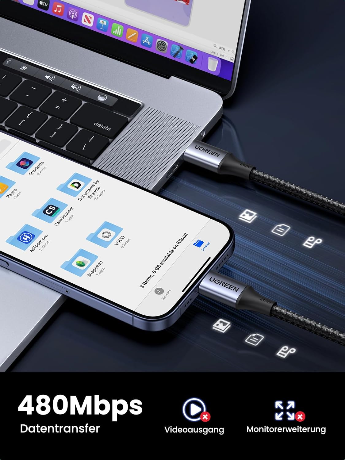 UGREEN USB C Kabel 240W Power Delivery 3.1 Ladekabel USB C auf USB C 1meter