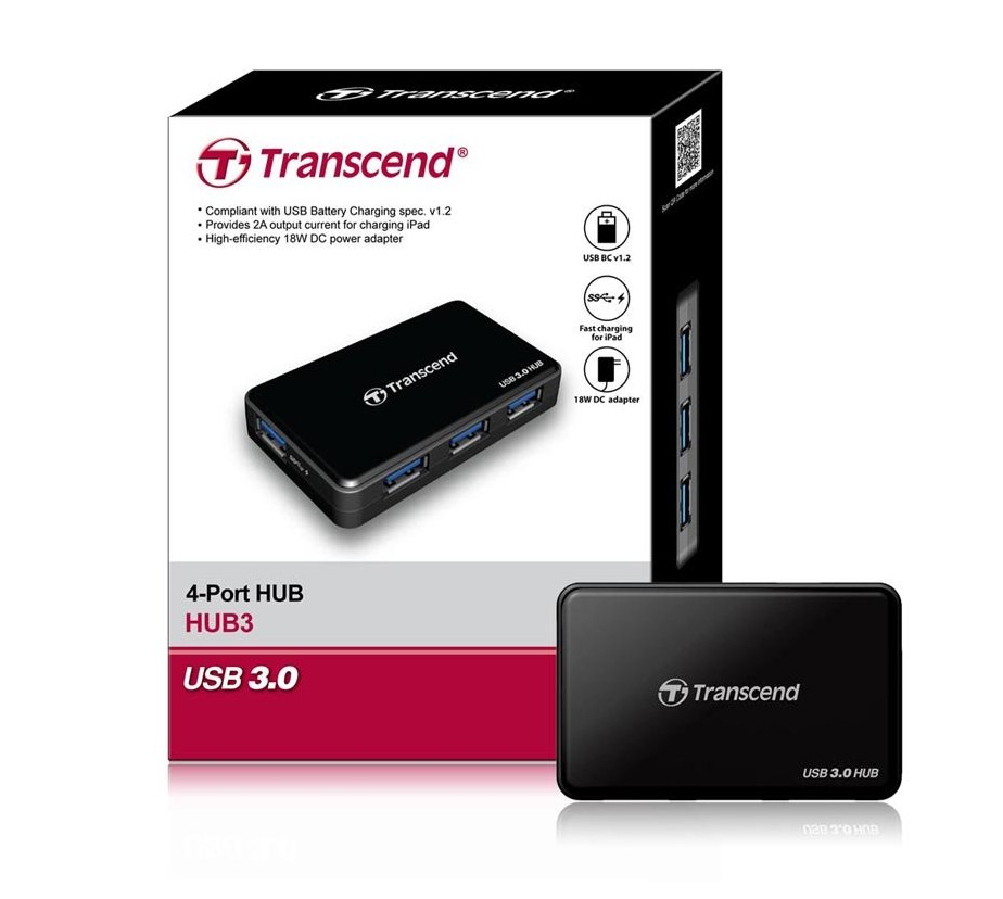 Transcend HUB3 USB-Hub, 4x USB-A 3.0, USB 3.0