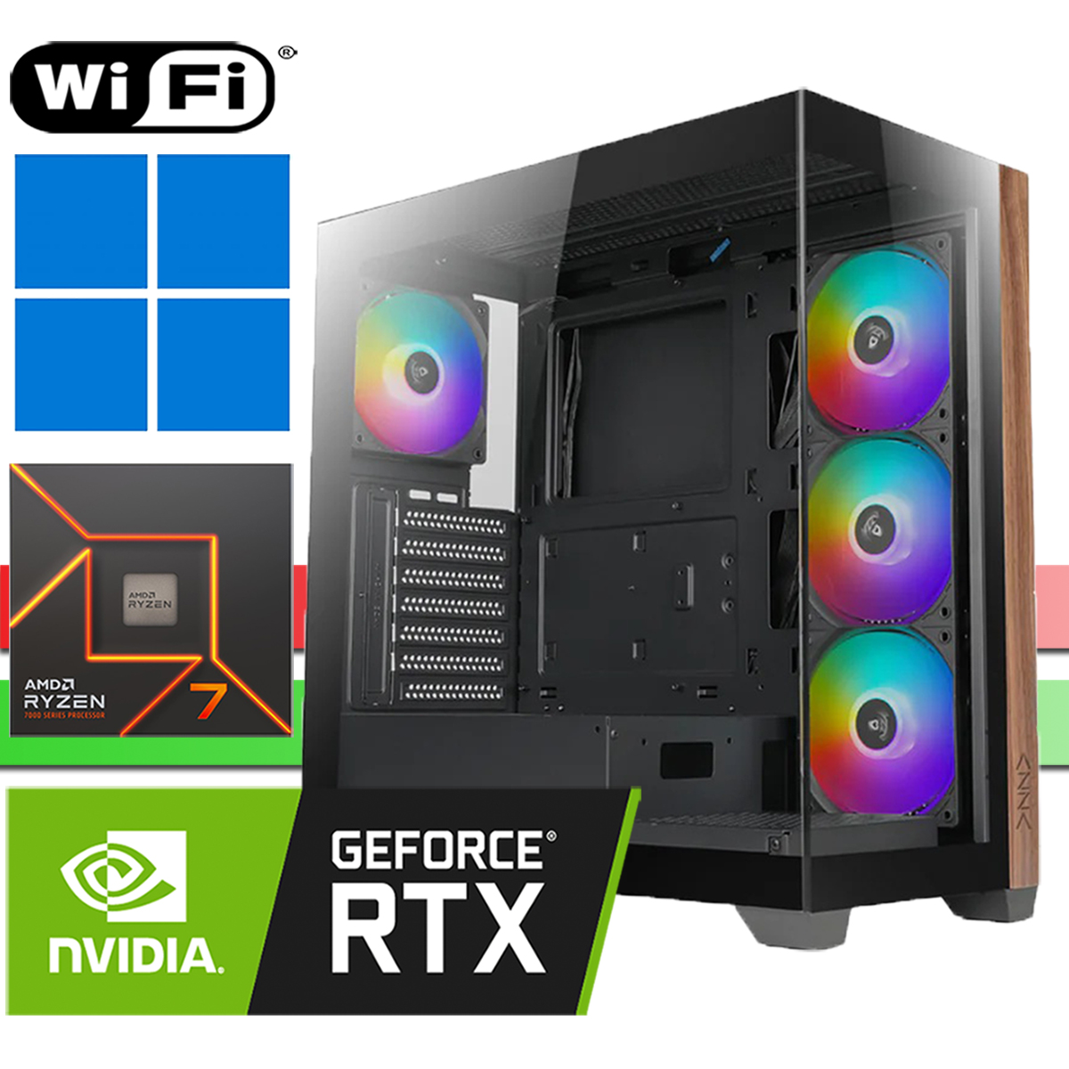 X-Gaming PC│AMD Ryzen 7 7700X│16GB RAM DDR5│500GB SSD NVMe│ohne HDD│RTX 5060 8G│Neptune│WiFi│Windows 11 Pro