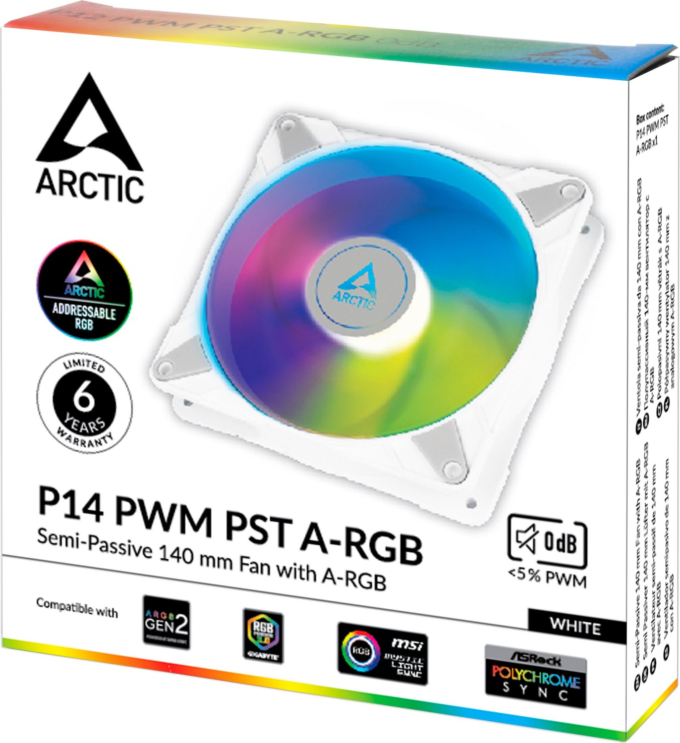 140mm, Arctic P14 PWM PST A-RGB 0dB weiß