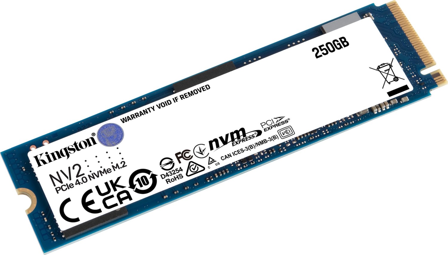 250 GB Kingston NV2 NVMe PCIe SSD, M.2