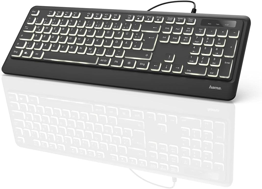 Hama KC-550 beleuchtete Tastatur schwarz, USB, DE