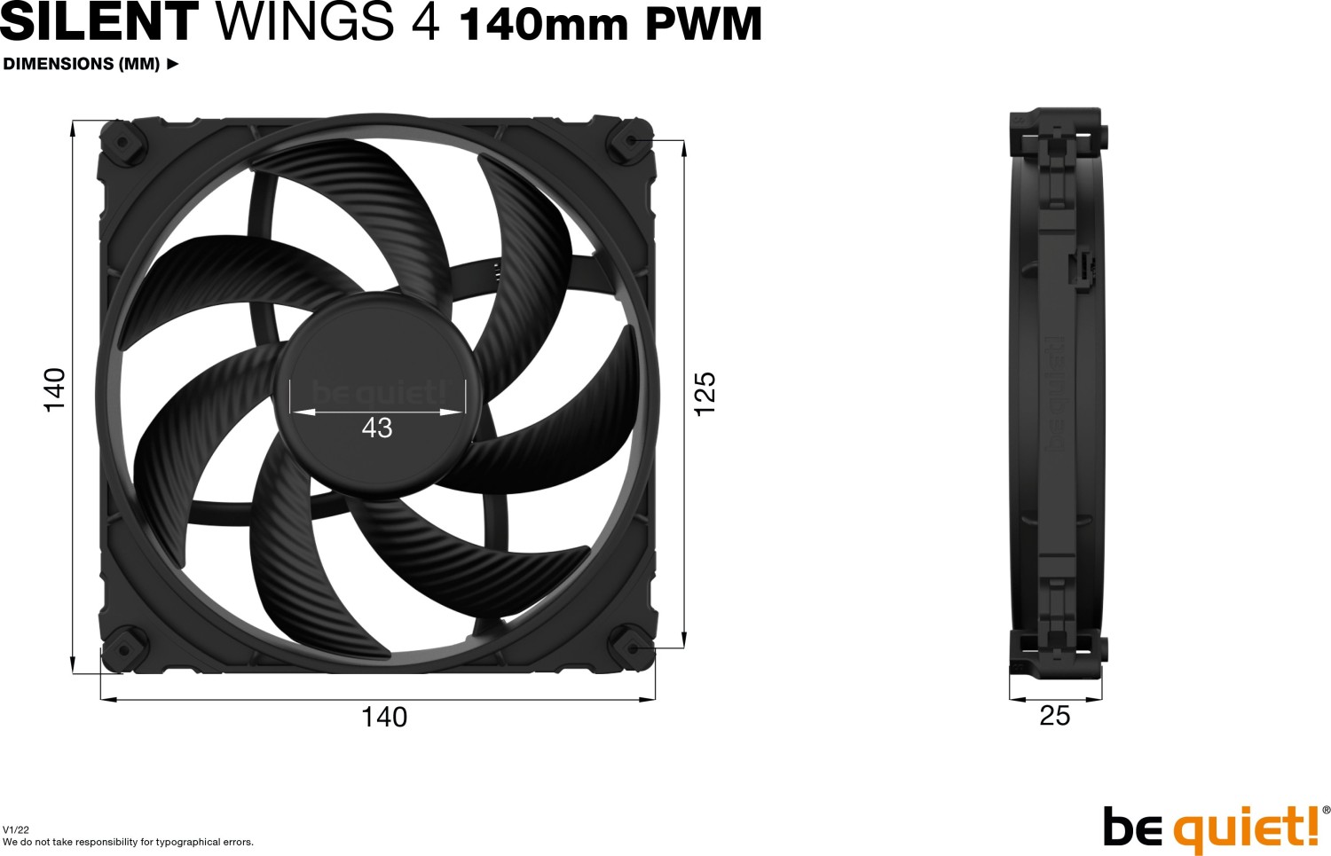 140mm be quiet! Silent Wings 4 PWM - BL096