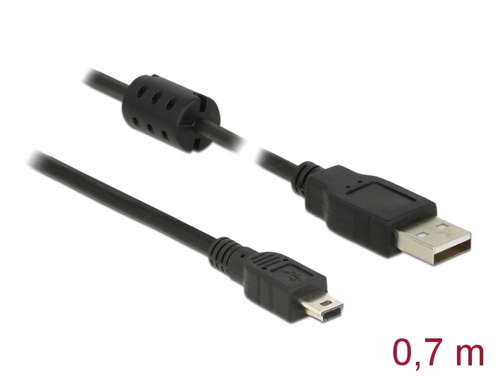 DeLOCK USB-A 2.0 auf USB 2.0 Mini-B Adapterkabel 5-polig, 0.7m