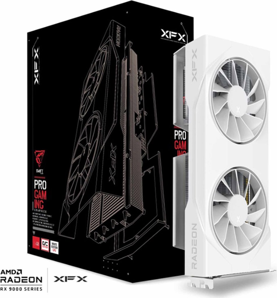 XFX Swift Radeon RX 9060 XT OC White Gaming Edition, 8GB GDDR6, HDMI, 2x DP
