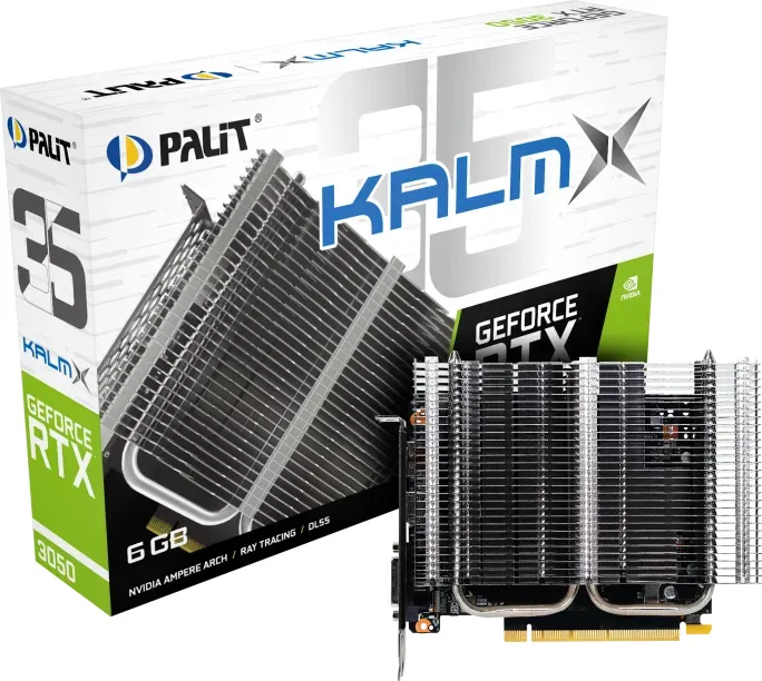 Palit GeForce RTX 3050 KalmX, 6GB GDDR6, DVI, HDMI, DP (passiv gekühlt)