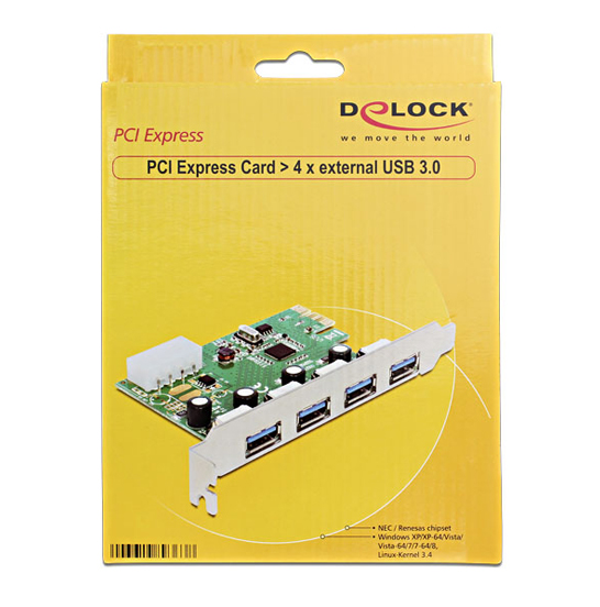DeLOCK 89363, 4x USB 3.0, PCIe 2.0 x1